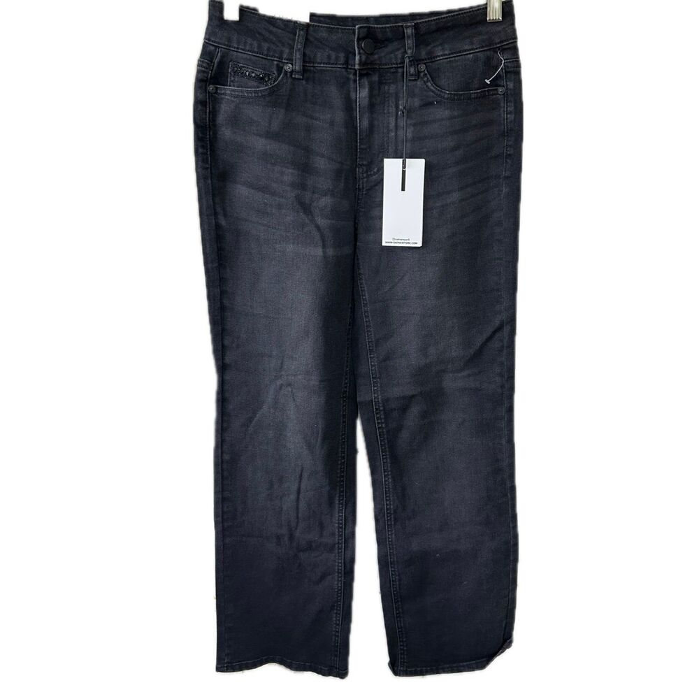 NWT OAT New York High Rise Relaxed Straight Embellished Jewels Denim Jeans 25